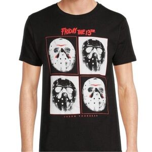 Friday The 13th T-Shirt Men's Jason Voorhees Mask Short Sleeve Graphic Top - S